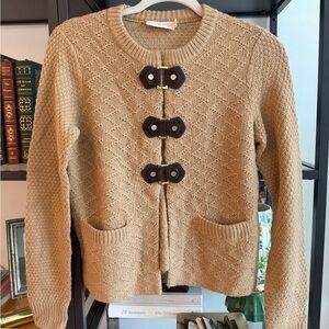 Tory Burch Camel Textured Cardigan
